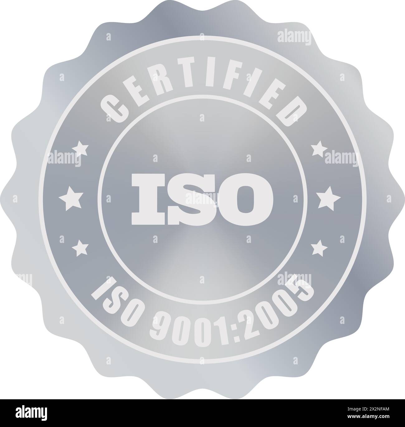 Sigillo ISO in argento , timbro ISO, certificato aziendale certificato, ISO 9001:2005, certificato di qualità, argento Illustrazione Vettoriale