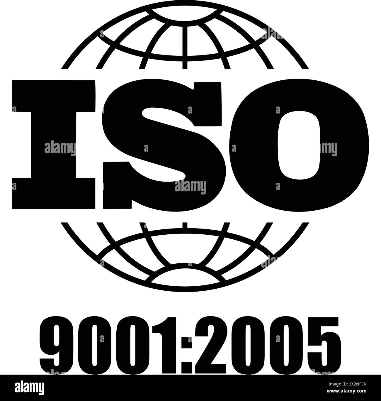 Certificato aziendale certificato ISO 9001:2005 Black Vector, certificato di qualità, certificazione del marchio iso Illustrazione Vettoriale