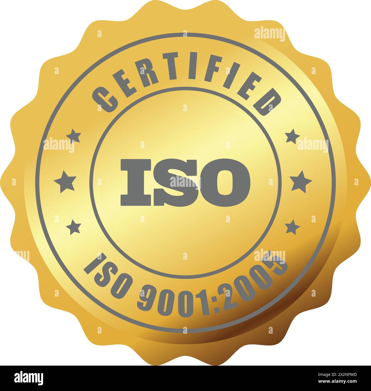 Sigillo ISO in oro , timbro ISO, certificato aziendale certificato, ISO 9001:2005 Blu, certificato di qualità, d'oro Illustrazione Vettoriale