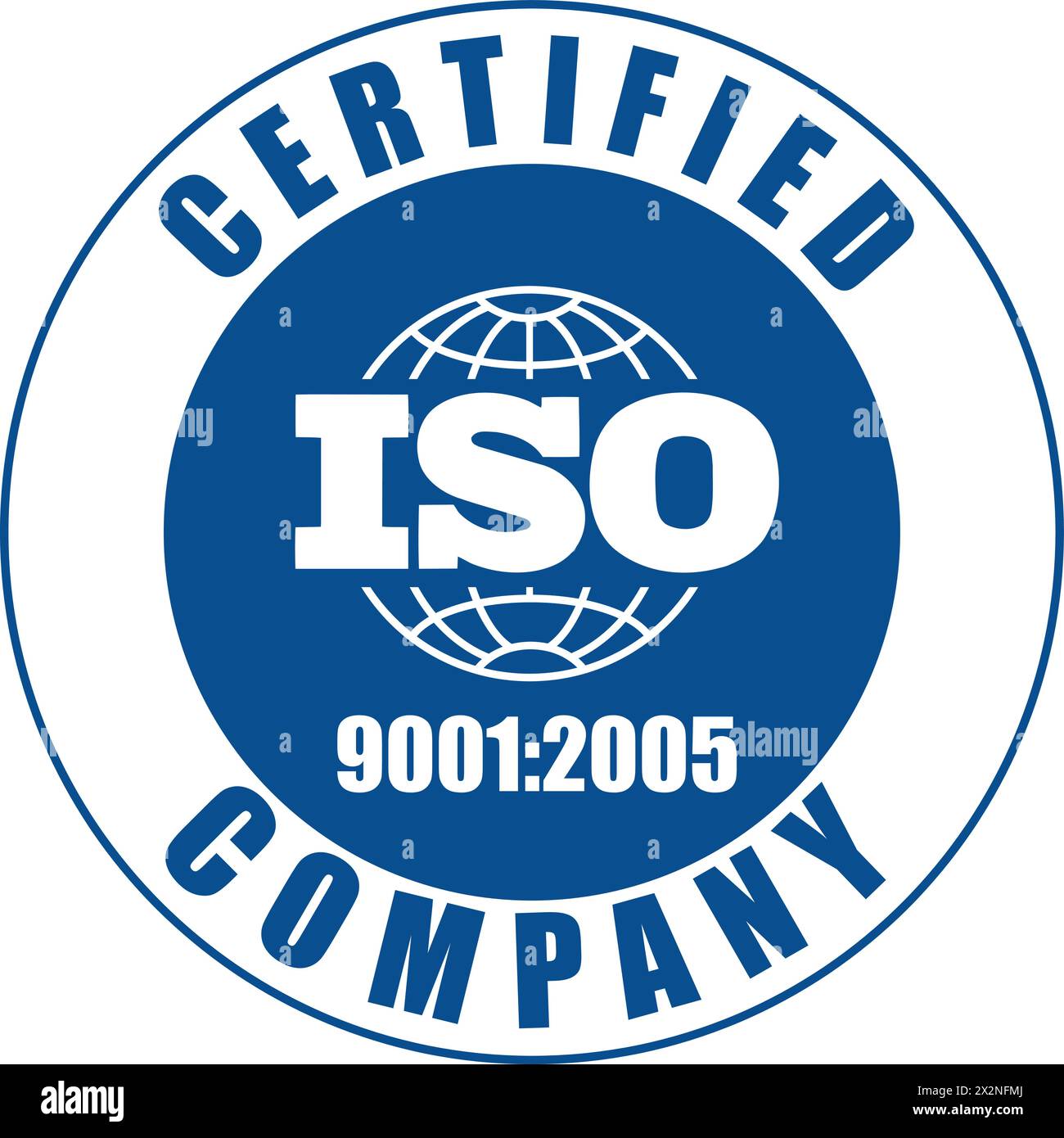 Certificato aziendale certificato ISO 9001:2005 blu, certificato di qualità Illustrazione Vettoriale