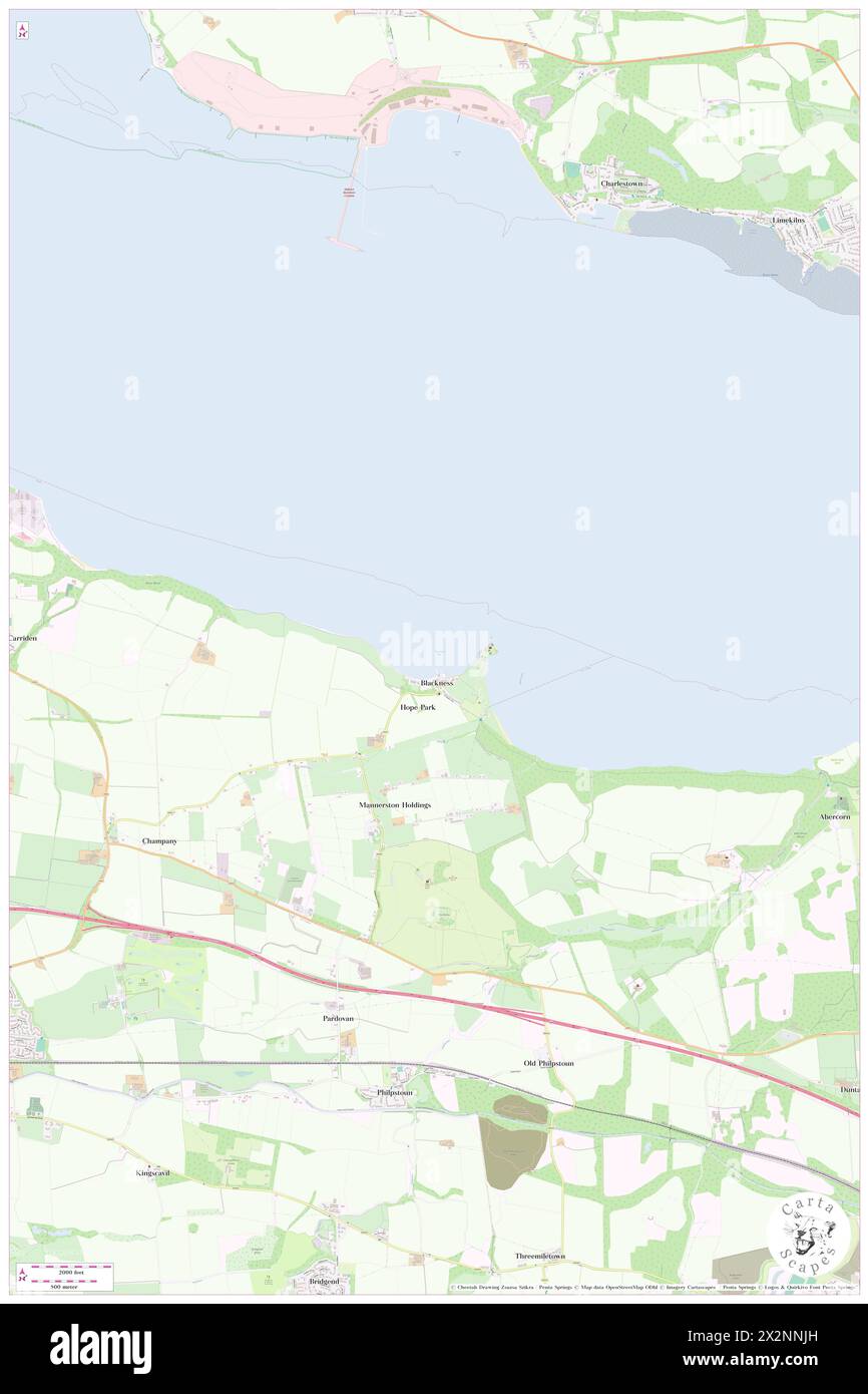 Blackness Bay, Falkirk, GB, Regno Unito, Scozia, N 56 0' 20'', S 3 31' 20'', MAP, Cartascapes Map pubblicata nel 2024. Esplora Cartascapes, una mappa che rivela i diversi paesaggi, culture ed ecosistemi della Terra. Viaggia attraverso il tempo e lo spazio, scoprendo l'interconnessione del passato, del presente e del futuro del nostro pianeta. Foto Stock