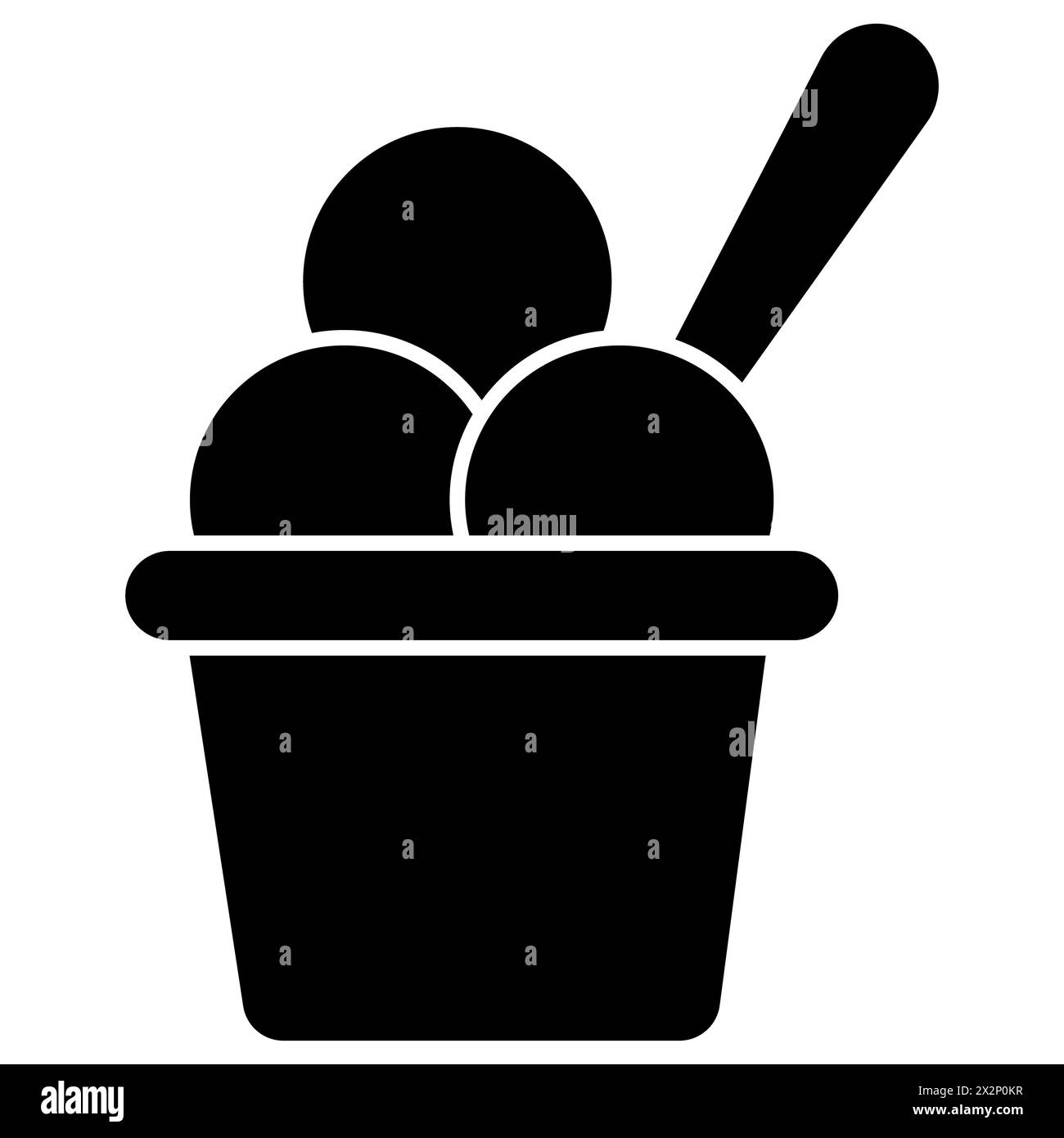 Icona delle tazze di gelato. Cartello gelato nella ciotola. Dolce simbolo. stile piatto. Foto Stock