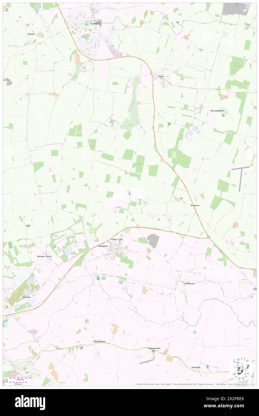 Kirby cane, Norfolk, GB, Regno Unito, Inghilterra, N 52 29' 37'', N 1 29' 43'', MAP, Cartascapes Map pubblicata nel 2024. Esplora Cartascapes, una mappa che rivela i diversi paesaggi, culture ed ecosistemi della Terra. Viaggia attraverso il tempo e lo spazio, scoprendo l'interconnessione del passato, del presente e del futuro del nostro pianeta. Foto Stock