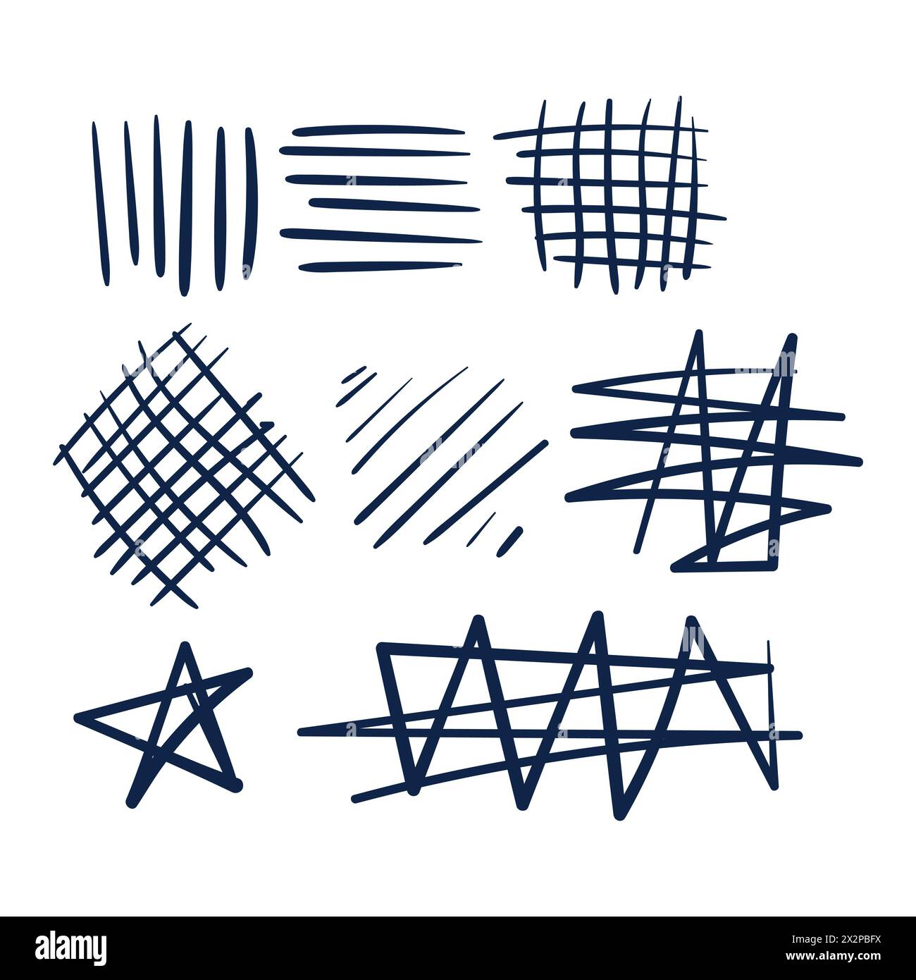 Cimeli casuali. Vettore del set di disegni casuali per script. Scarabocchiare Set Vector. Illustrazione Vettoriale