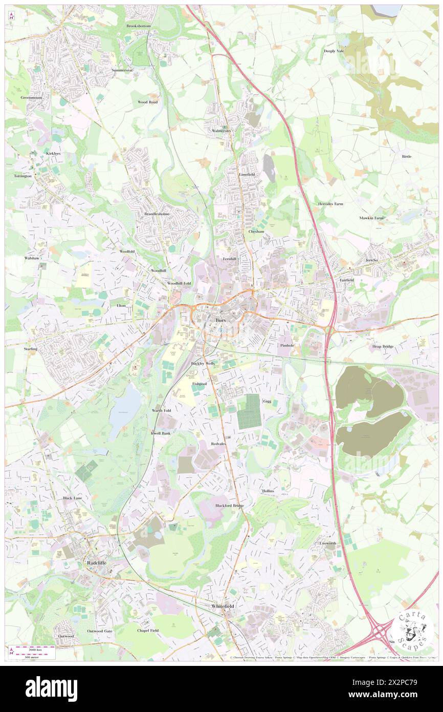 Bury Interchange, Borough of Bury, GB, Regno Unito, Inghilterra, N 53 35' 27'', S 2 17' 49'', MAP, Cartascapes Map pubblicata nel 2024. Esplora Cartascapes, una mappa che rivela i diversi paesaggi, culture ed ecosistemi della Terra. Viaggia attraverso il tempo e lo spazio, scoprendo l'interconnessione del passato, del presente e del futuro del nostro pianeta. Foto Stock