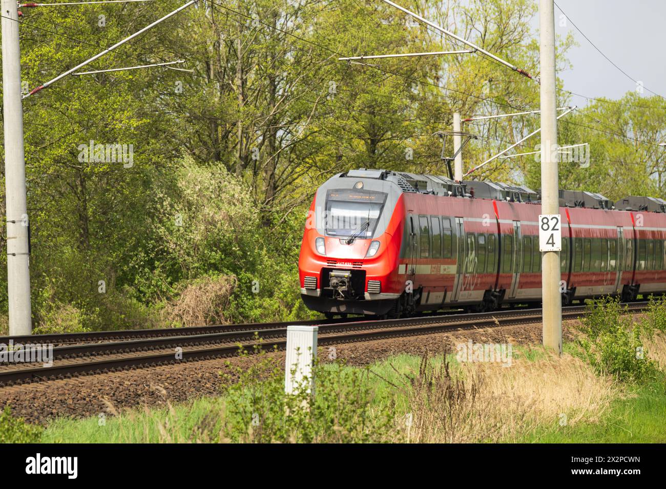 Germania , Ragow , 22.04.2023 , Un treno di classe 442 è in viaggio per Senftenberg Foto Stock