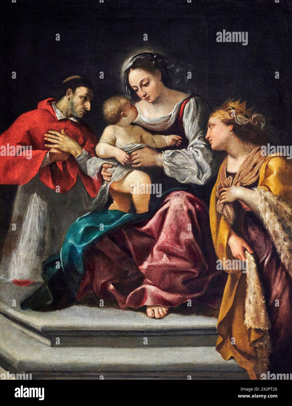 Matrimonio mistico di S. Caterina alla presenza di S. Carlo Borromeo - olio su tela - Emilio Savonanzi - 1624 - cento (Fe) Pinacoteca Civica Guerci Foto Stock