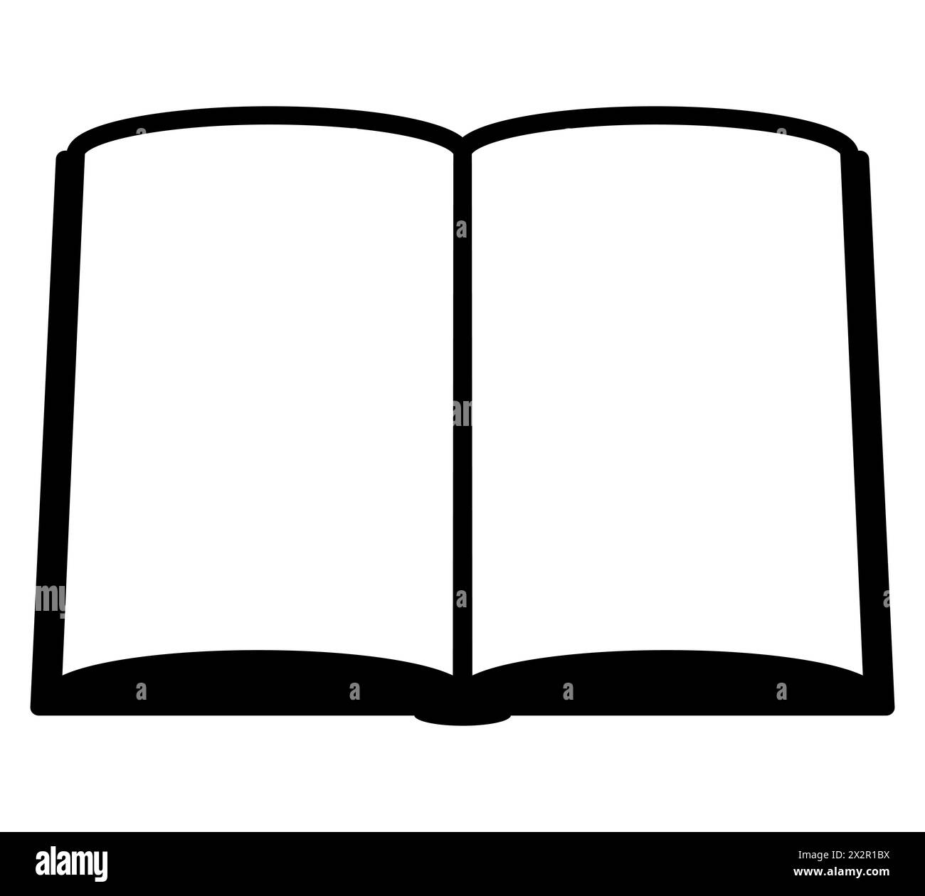 libro - simbolo semplice in bianco e nero di un libro aperto, illustrazione vettoriale isolata su bianco Illustrazione Vettoriale