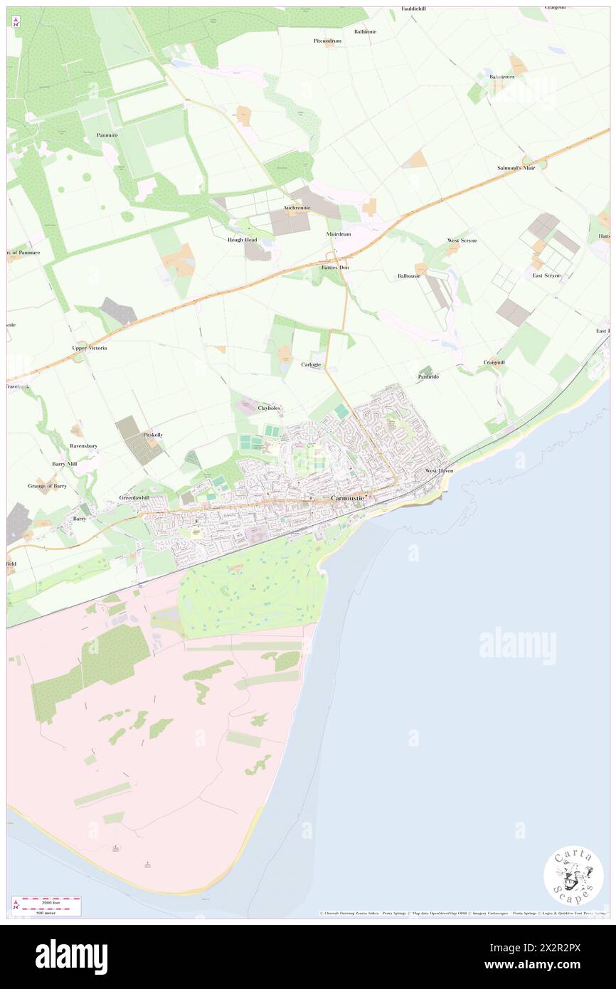 Carnoustie House Grounds, Angus, GB, Regno Unito, Scozia, N 56 30' 15''', S 2 43' 4''', MAP, Cartascapes Map pubblicata nel 2024. Esplora Cartascapes, una mappa che rivela i diversi paesaggi, culture ed ecosistemi della Terra. Viaggia attraverso il tempo e lo spazio, scoprendo l'interconnessione del passato, del presente e del futuro del nostro pianeta. Foto Stock