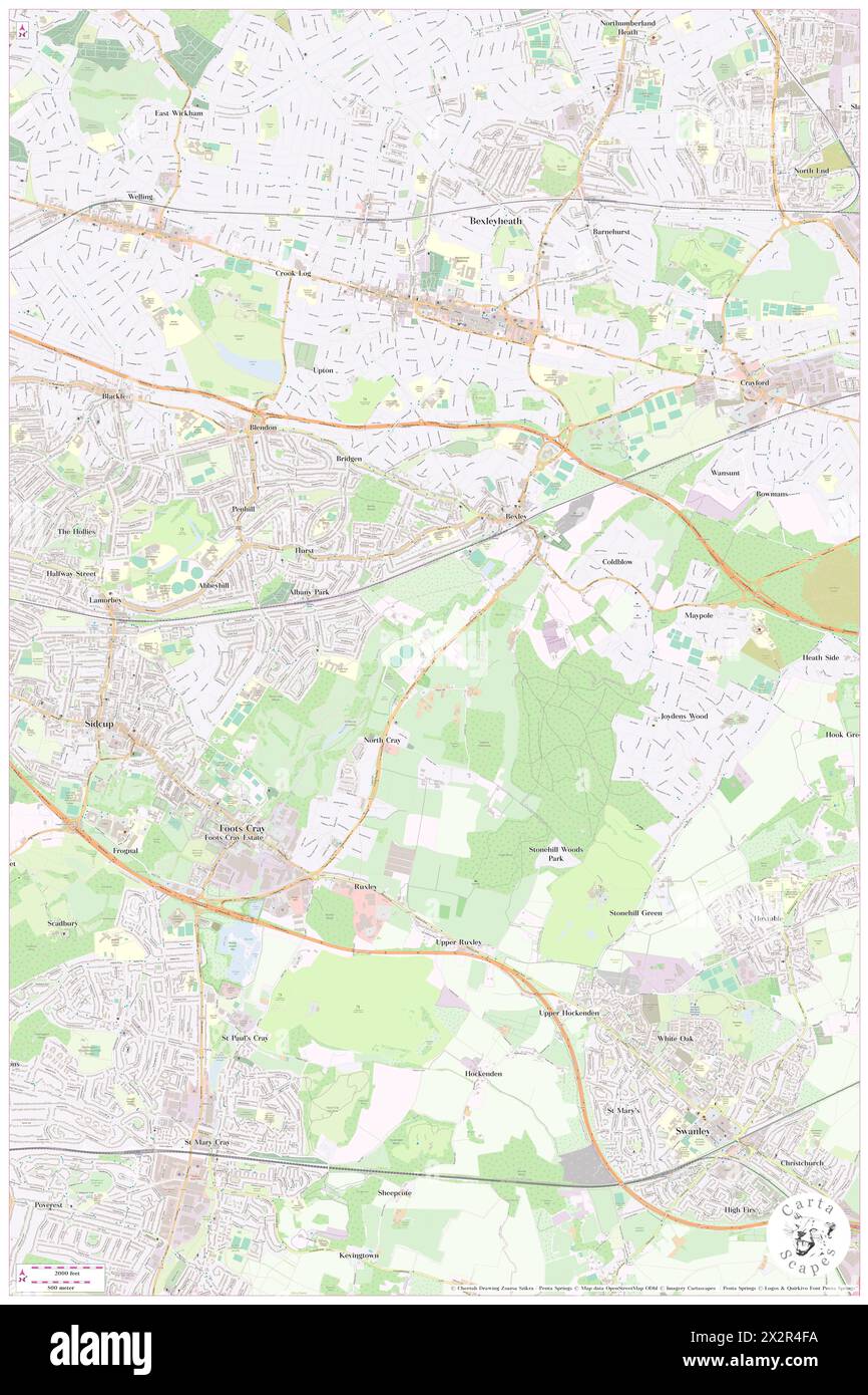 North Cray, Greater London, GB, Regno Unito, Inghilterra, N 51 25' 53'', N 0 8' 26'', MAP, Cartascapes Map pubblicata nel 2024. Esplora Cartascapes, una mappa che rivela i diversi paesaggi, culture ed ecosistemi della Terra. Viaggia attraverso il tempo e lo spazio, scoprendo l'interconnessione del passato, del presente e del futuro del nostro pianeta. Foto Stock