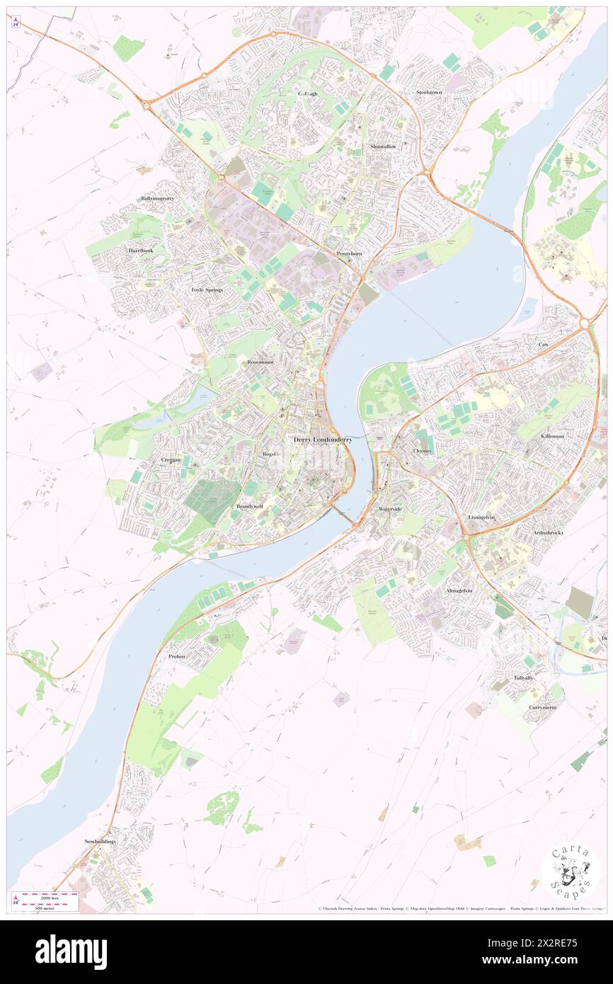 Walker's Monument and the Apprentice Boy's Memorial Hall, Derry City and Strabane, GB, Regno Unito, Irlanda del Nord, N 54 59' 44'', S 7 19' 26''', mappa, Cartascapes Map pubblicato nel 2024. Esplora Cartascapes, una mappa che rivela i diversi paesaggi, culture ed ecosistemi della Terra. Viaggia attraverso il tempo e lo spazio, scoprendo l'interconnessione del passato, del presente e del futuro del nostro pianeta. Foto Stock