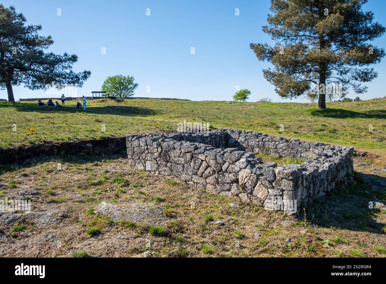 Strutture nel castro di San Cibrán de Lás, un sito archeologico di epoca pre-romana e romana. Ourense, Galizia. Spagna Foto Stock