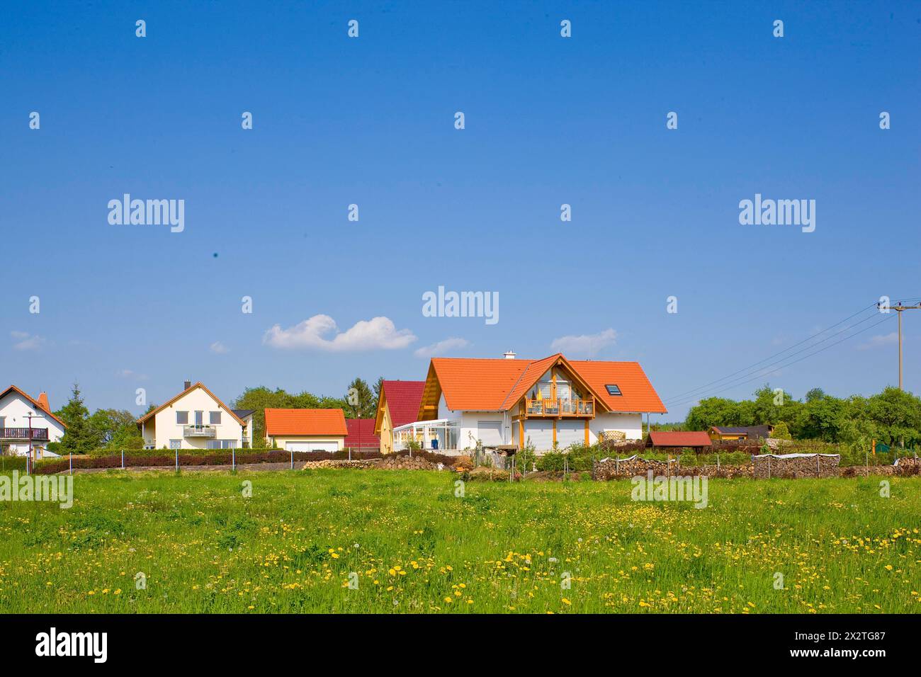 Casa indipendente in un terreno verdeggiante vicino a Ranis, Ranis, Turingia, Germania Foto Stock