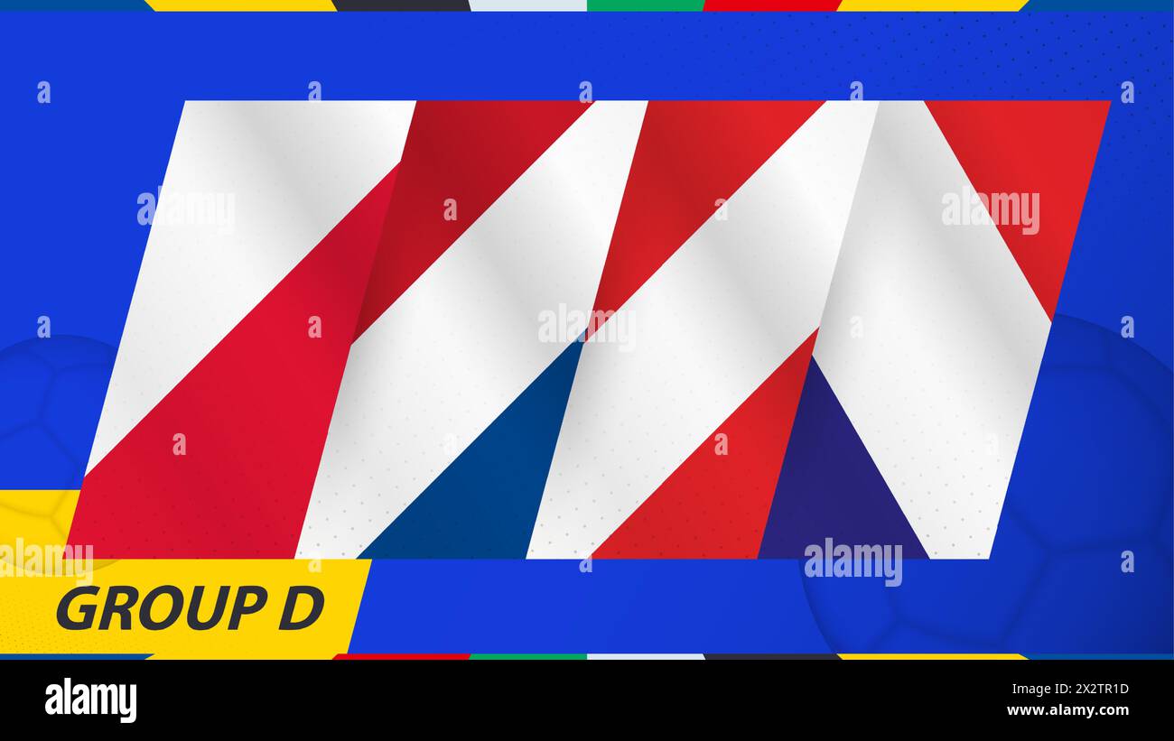 Bandiere del gruppo D del torneo internazionale di calcio 2024. Bandiere astratte di Polonia, Paesi Bassi, Austria, Francia Illustrazione Vettoriale