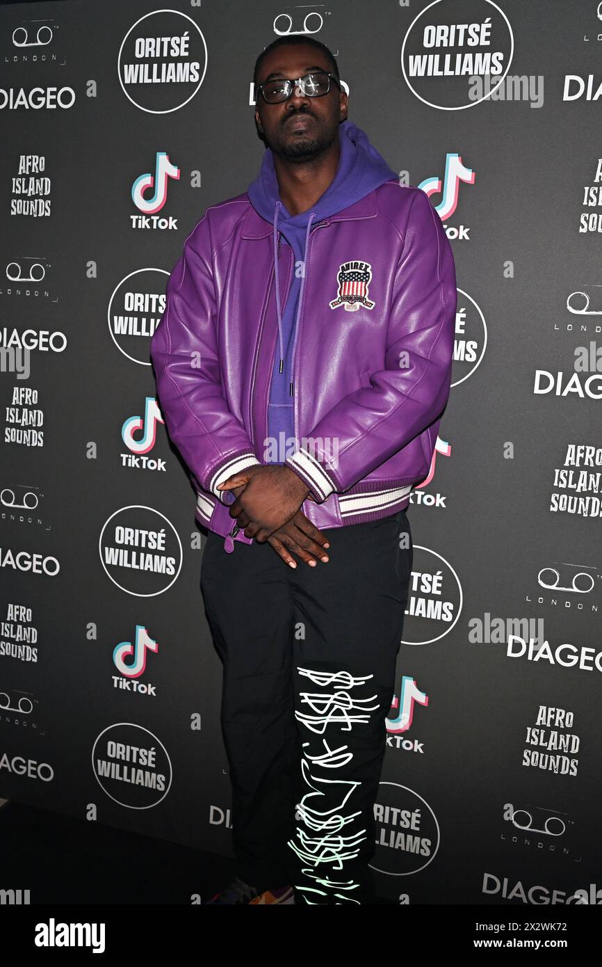 Londra, Regno Unito. 23 aprile 2024. Franklin Boateng partecipa alla festa di lancio musicale di Oritsé Williams (JLS) presso Little Tape London, 17 Hanover Sq, Londra, Regno Unito Foto Stock