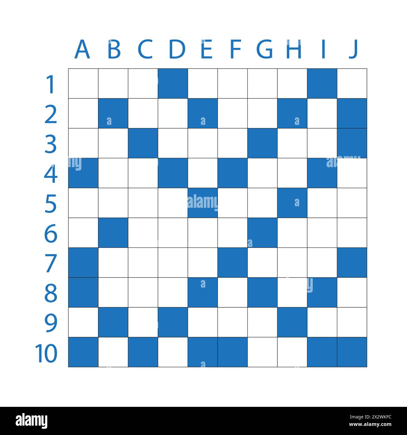 Crossword 10 X 10 modello puzzle quadrato con scatole vuote. Illustrazione Vettoriale