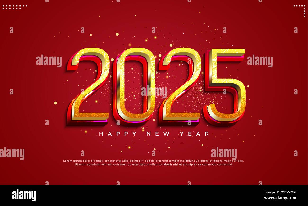 felice anno nuovo 2025. 2025 design numerico. Illustrazione Vettoriale