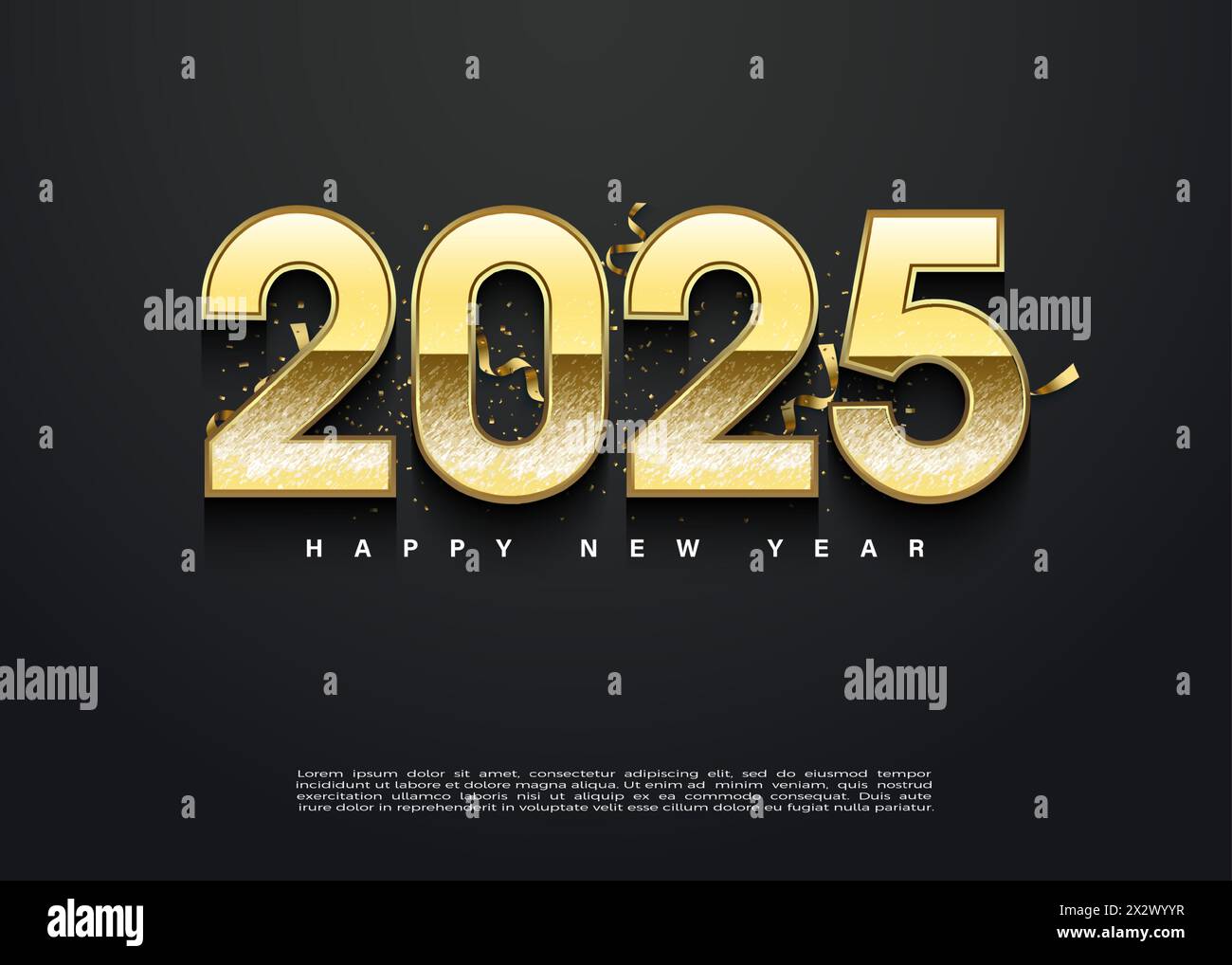 felice anno nuovo 2025 con numeri eleganti. design vettoriale premium per poster, biglietti d'invito e copertine per le celebrazioni del nuovo anno 2025. Illustrazione Vettoriale