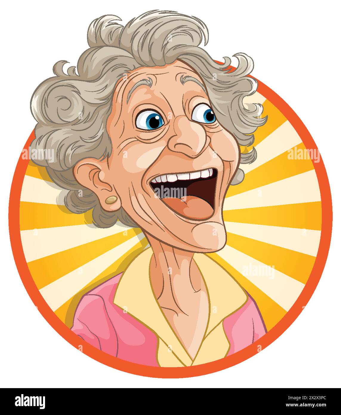 Illustrazione vettoriale di una donna anziana felice e sorridente Illustrazione Vettoriale