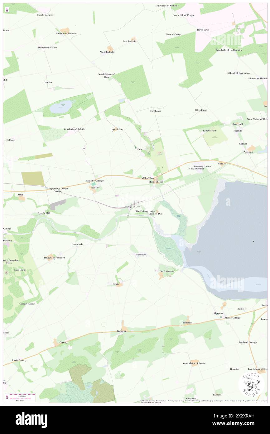 Bridge of Dun, Angus, GB, Regno Unito, Scozia, N 56 43' 7'', S 2 32' 59'', MAP, Cartascapes Map pubblicata nel 2024. Esplora Cartascapes, una mappa che rivela i diversi paesaggi, culture ed ecosistemi della Terra. Viaggia attraverso il tempo e lo spazio, scoprendo l'interconnessione del passato, del presente e del futuro del nostro pianeta. Foto Stock