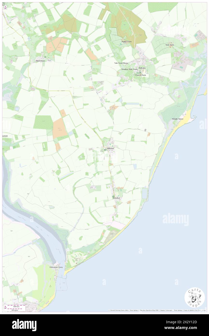 Alderton, Suffolk, GB, Regno Unito, Inghilterra, N 52 1' 18''', N 1 24' 48'', MAP, Cartascapes Map pubblicata nel 2024. Esplora Cartascapes, una mappa che rivela i diversi paesaggi, culture ed ecosistemi della Terra. Viaggia attraverso il tempo e lo spazio, scoprendo l'interconnessione del passato, del presente e del futuro del nostro pianeta. Foto Stock