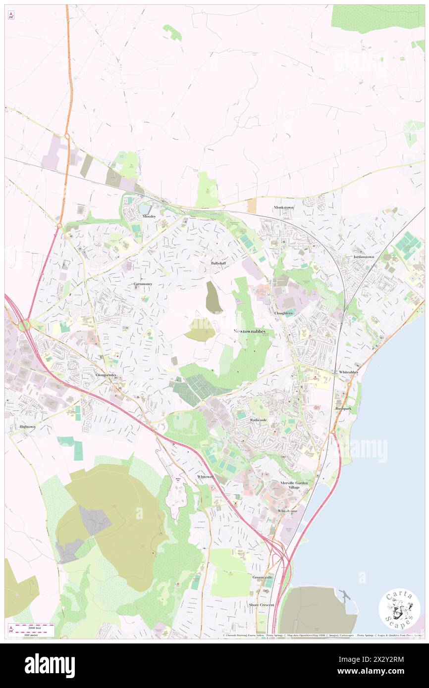 Carnmoney Hill, Antrim e Newtownabbey, GB, Regno Unito, Irlanda del Nord, N 54 40' 45'', S 5 55' 59'', MAP, Cartascapes Map pubblicata nel 2024. Esplora Cartascapes, una mappa che rivela i diversi paesaggi, culture ed ecosistemi della Terra. Viaggia attraverso il tempo e lo spazio, scoprendo l'interconnessione del passato, del presente e del futuro del nostro pianeta. Foto Stock