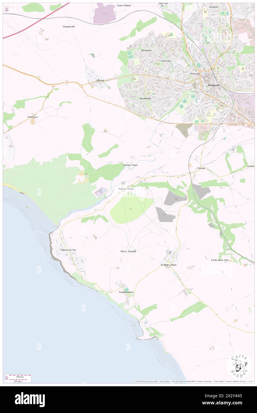 Ogmore, vale of Glamorgan, GB, Regno Unito, Galles, N 51 28' 41'', S 3 36' 34'', MAP, Cartascapes Map pubblicata nel 2024. Esplora Cartascapes, una mappa che rivela i diversi paesaggi, culture ed ecosistemi della Terra. Viaggia attraverso il tempo e lo spazio, scoprendo l'interconnessione del passato, del presente e del futuro del nostro pianeta. Foto Stock