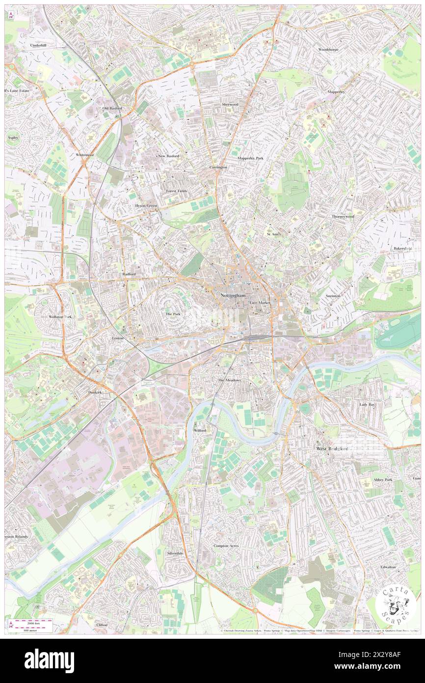 Nottingham Castle, Nottingham, GB, Regno Unito, Inghilterra, N 52 56' 59'', S 1 9' 16'', MAP, Cartascapes Map pubblicata nel 2024. Esplora Cartascapes, una mappa che rivela i diversi paesaggi, culture ed ecosistemi della Terra. Viaggia attraverso il tempo e lo spazio, scoprendo l'interconnessione del passato, del presente e del futuro del nostro pianeta. Foto Stock