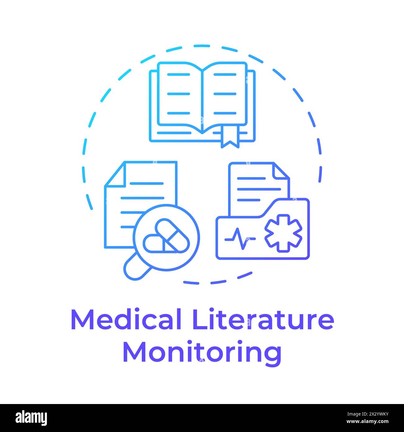 Icona del concetto di gradiente blu per il monitoraggio della letteratura medica Illustrazione Vettoriale