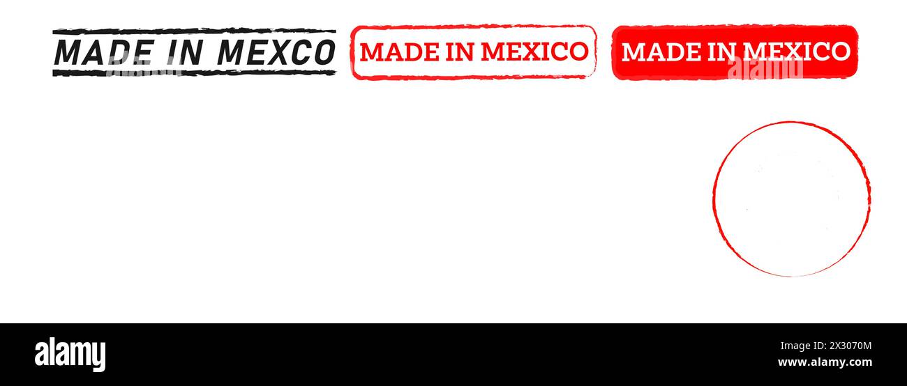 made in mexico rettangolo circolare timbro sigillo simbolo distintivo per il logo prodotto in base al paese Illustrazione Vettoriale