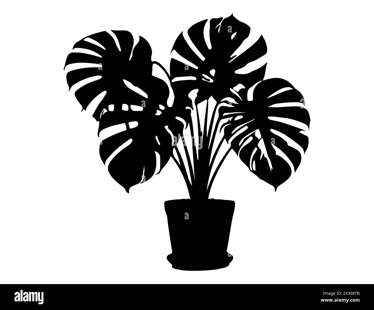 Grafica vettoriale con silhouette di piante tropicali Illustrazione Vettoriale