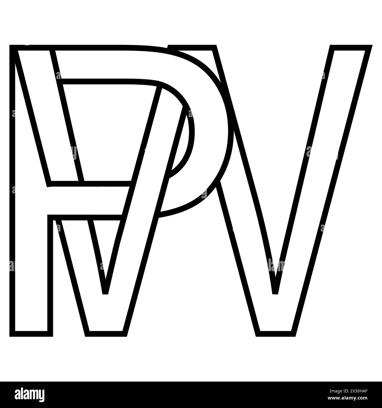 Logo pw, icona wp logotipo a lettere doppie p W Illustrazione Vettoriale
