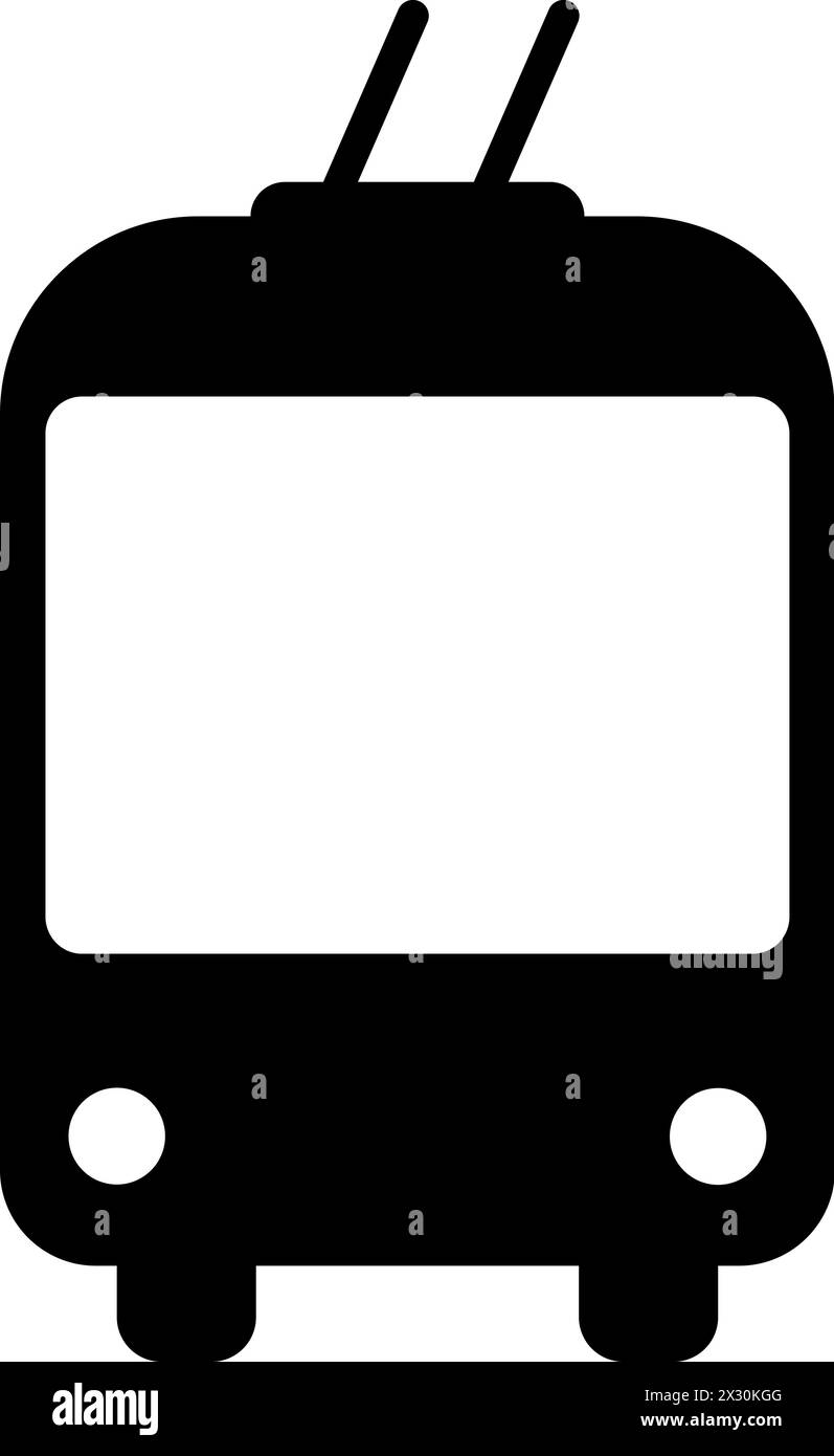 Icona del filobus piatto come simbolo per il design della pagina Web del trasporto passeggeri di tipo "sity" Illustrazione Vettoriale