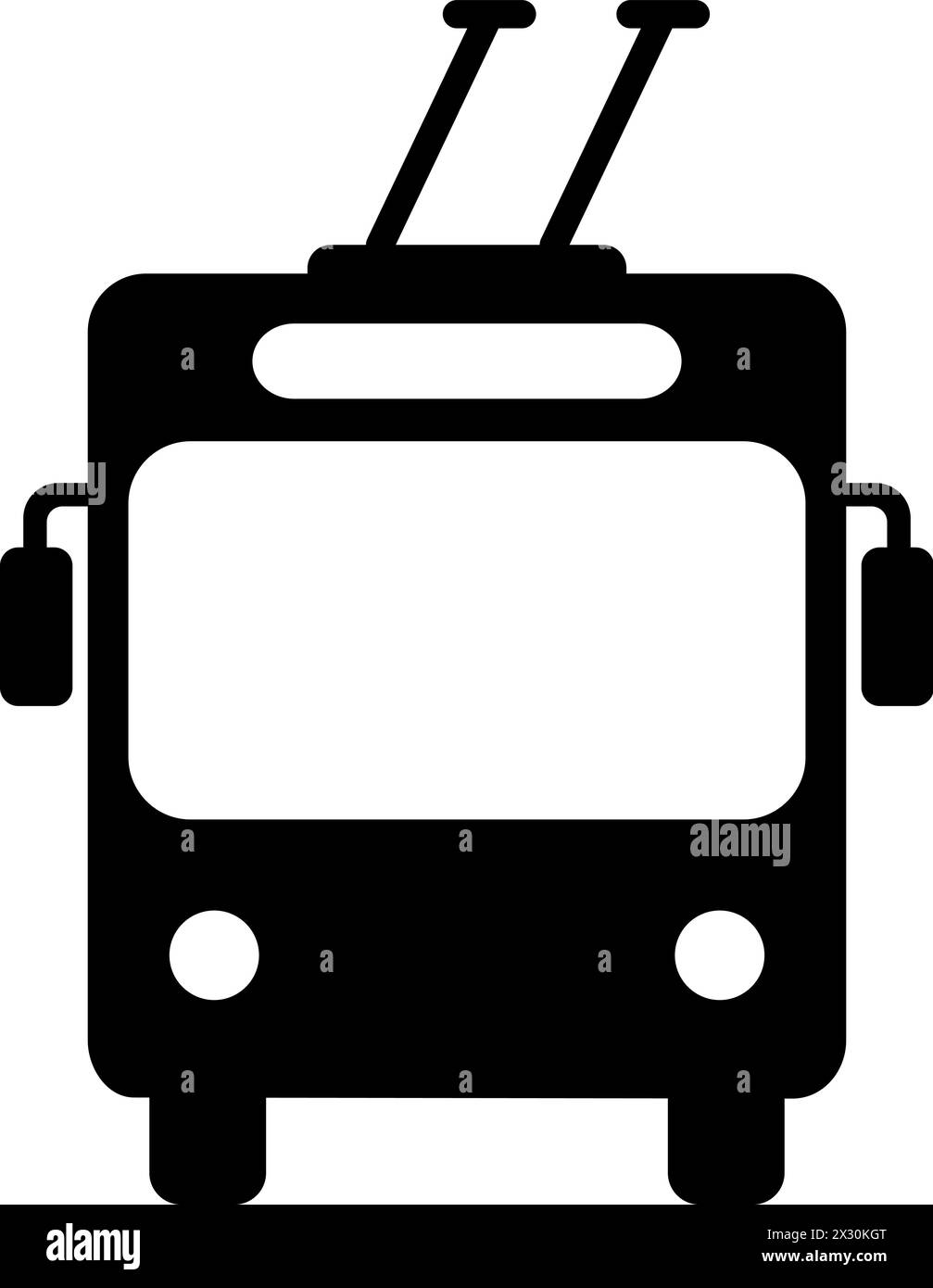 Icona del filobus piatto come simbolo per la progettazione di pagine Web per il trasporto di passeggeri Illustrazione Vettoriale