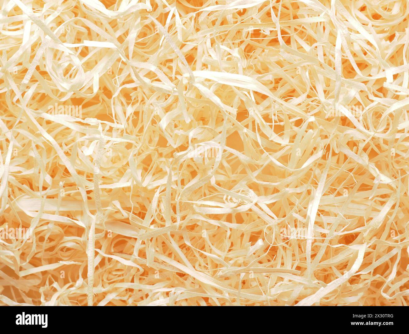 Primo piano della trama di lana di legno utilizzando come materiale di riempimento, il concetto di imballaggio ecologico NON INDICA LA DATA DI REGISTRAZIONE Foto Stock