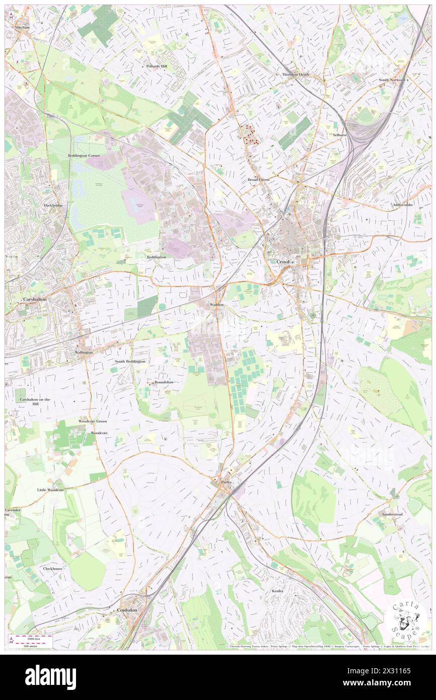 Purley Way, Greater London, GB, Regno Unito, Inghilterra, N 51 21' 41''', S 0 7' 4''', MAP, Cartascapes Map pubblicata nel 2024. Esplora Cartascapes, una mappa che rivela i diversi paesaggi, culture ed ecosistemi della Terra. Viaggia attraverso il tempo e lo spazio, scoprendo l'interconnessione del passato, del presente e del futuro del nostro pianeta. Foto Stock