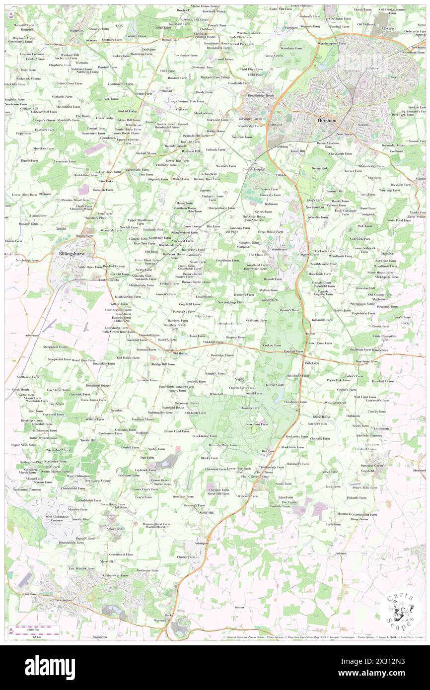 Horsham District, West Sussex, GB, Regno Unito, Inghilterra, N 51 0' 7'', S 0 22' 58'', MAP, Cartascapes Map pubblicata nel 2024. Esplora Cartascapes, una mappa che rivela i diversi paesaggi, culture ed ecosistemi della Terra. Viaggia attraverso il tempo e lo spazio, scoprendo l'interconnessione del passato, del presente e del futuro del nostro pianeta. Foto Stock