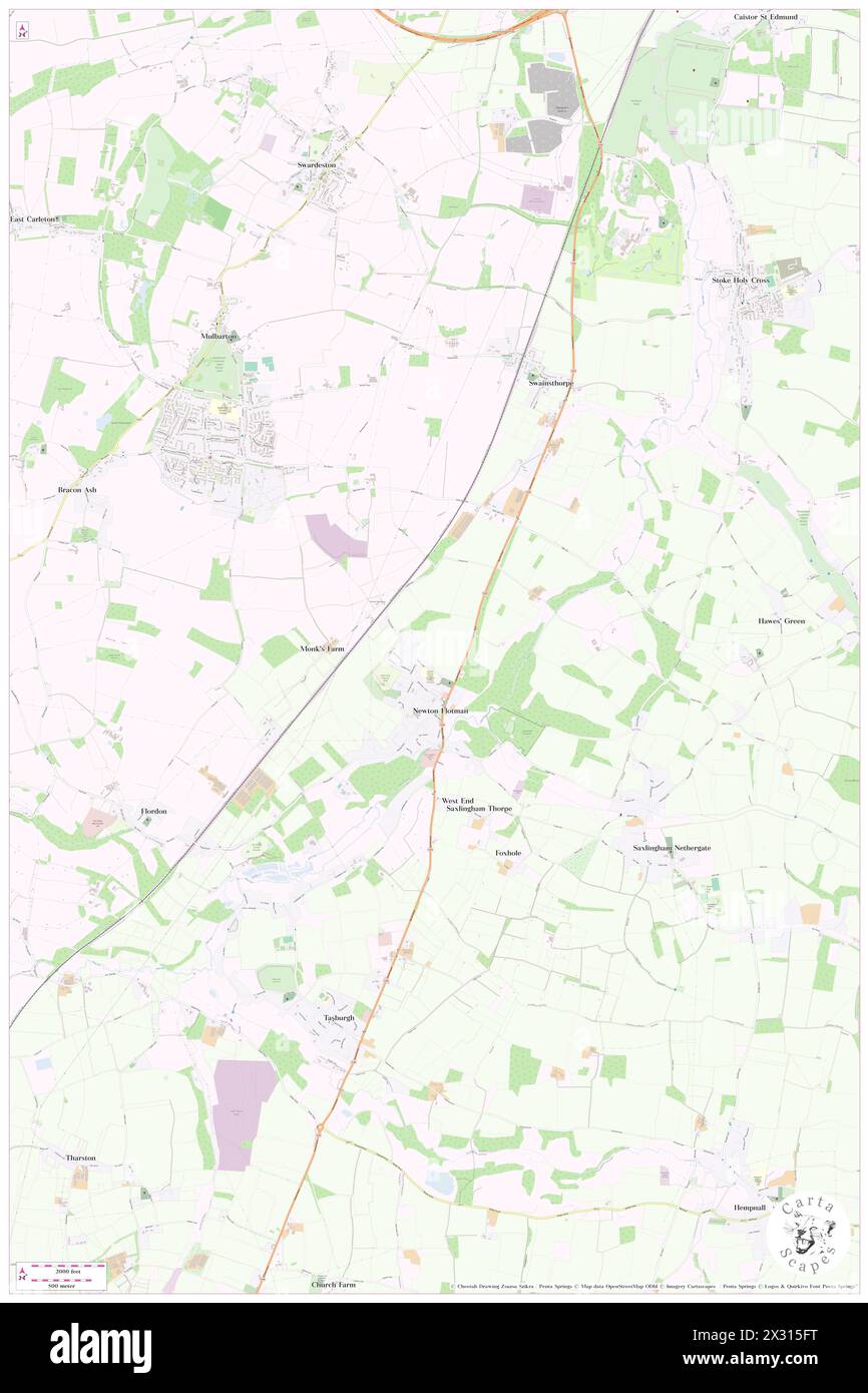 Newton Flotman, Norfolk, GB, Regno Unito, Inghilterra, N 52 32' 29'', N 1 15' 36'', MAP, Cartascapes Map pubblicata nel 2024. Esplora Cartascapes, una mappa che rivela i diversi paesaggi, culture ed ecosistemi della Terra. Viaggia attraverso il tempo e lo spazio, scoprendo l'interconnessione del passato, del presente e del futuro del nostro pianeta. Foto Stock