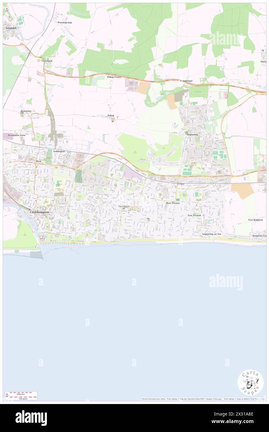 Rustington, West Sussex, GB, Regno Unito, Inghilterra, N 50 48' 43'', S 0 30' 21'', mappa, Cartascapes Map pubblicata nel 2024. Esplora Cartascapes, una mappa che rivela i diversi paesaggi, culture ed ecosistemi della Terra. Viaggia attraverso il tempo e lo spazio, scoprendo l'interconnessione del passato, del presente e del futuro del nostro pianeta. Foto Stock