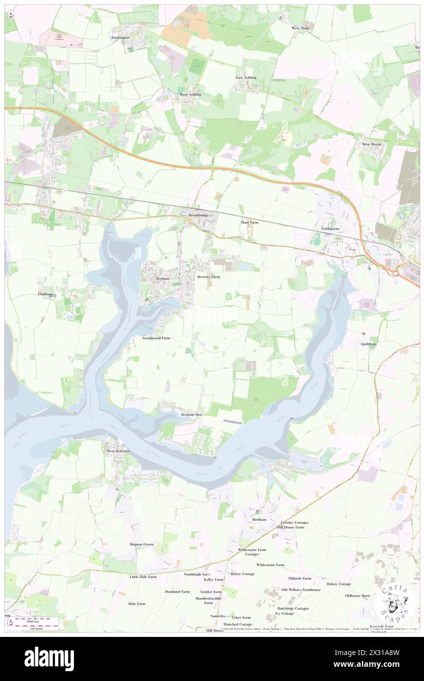 Bosham, West Sussex, GB, Regno Unito, Inghilterra, N 50 49' 33'', S 0 50' 36'', MAP, Cartascapes Map pubblicata nel 2024. Esplora Cartascapes, una mappa che rivela i diversi paesaggi, culture ed ecosistemi della Terra. Viaggia attraverso il tempo e lo spazio, scoprendo l'interconnessione del passato, del presente e del futuro del nostro pianeta. Foto Stock