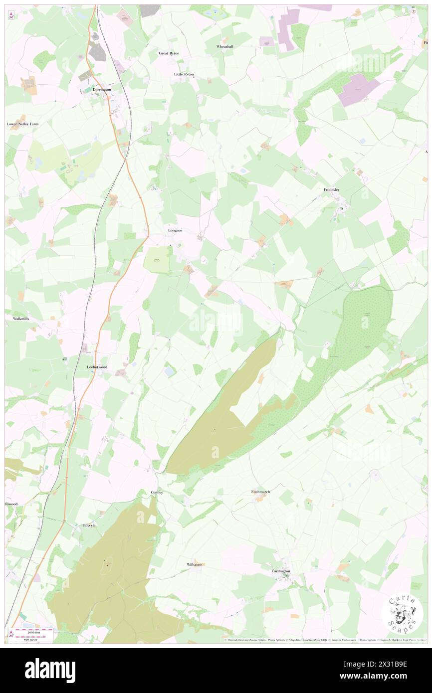 Longnor, Shropshire, GB, Regno Unito, Inghilterra, N 52 35' 18''', S 2 44' 46'', mappa, Cartascapes Map pubblicata nel 2024. Esplora Cartascapes, una mappa che rivela i diversi paesaggi, culture ed ecosistemi della Terra. Viaggia attraverso il tempo e lo spazio, scoprendo l'interconnessione del passato, del presente e del futuro del nostro pianeta. Foto Stock