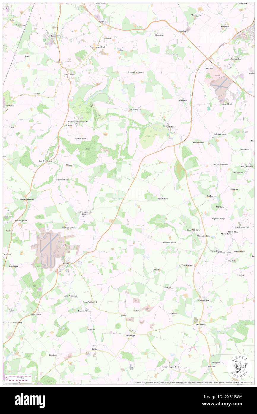 Stanton upon Hine Heath, Shropshire, GB, Regno Unito, Inghilterra, N 52 49' 15''', S 2 36' 21''', MAP, Cartascapes Map pubblicata nel 2024. Esplora Cartascapes, una mappa che rivela i diversi paesaggi, culture ed ecosistemi della Terra. Viaggia attraverso il tempo e lo spazio, scoprendo l'interconnessione del passato, del presente e del futuro del nostro pianeta. Foto Stock