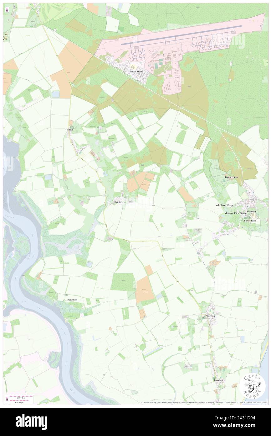 Shottisham, Suffolk, GB, Regno Unito, Inghilterra, N 52 3' 1''', N 1 23' 16'', MAP, Cartascapes Map pubblicata nel 2024. Esplora Cartascapes, una mappa che rivela i diversi paesaggi, culture ed ecosistemi della Terra. Viaggia attraverso il tempo e lo spazio, scoprendo l'interconnessione del passato, del presente e del futuro del nostro pianeta. Foto Stock