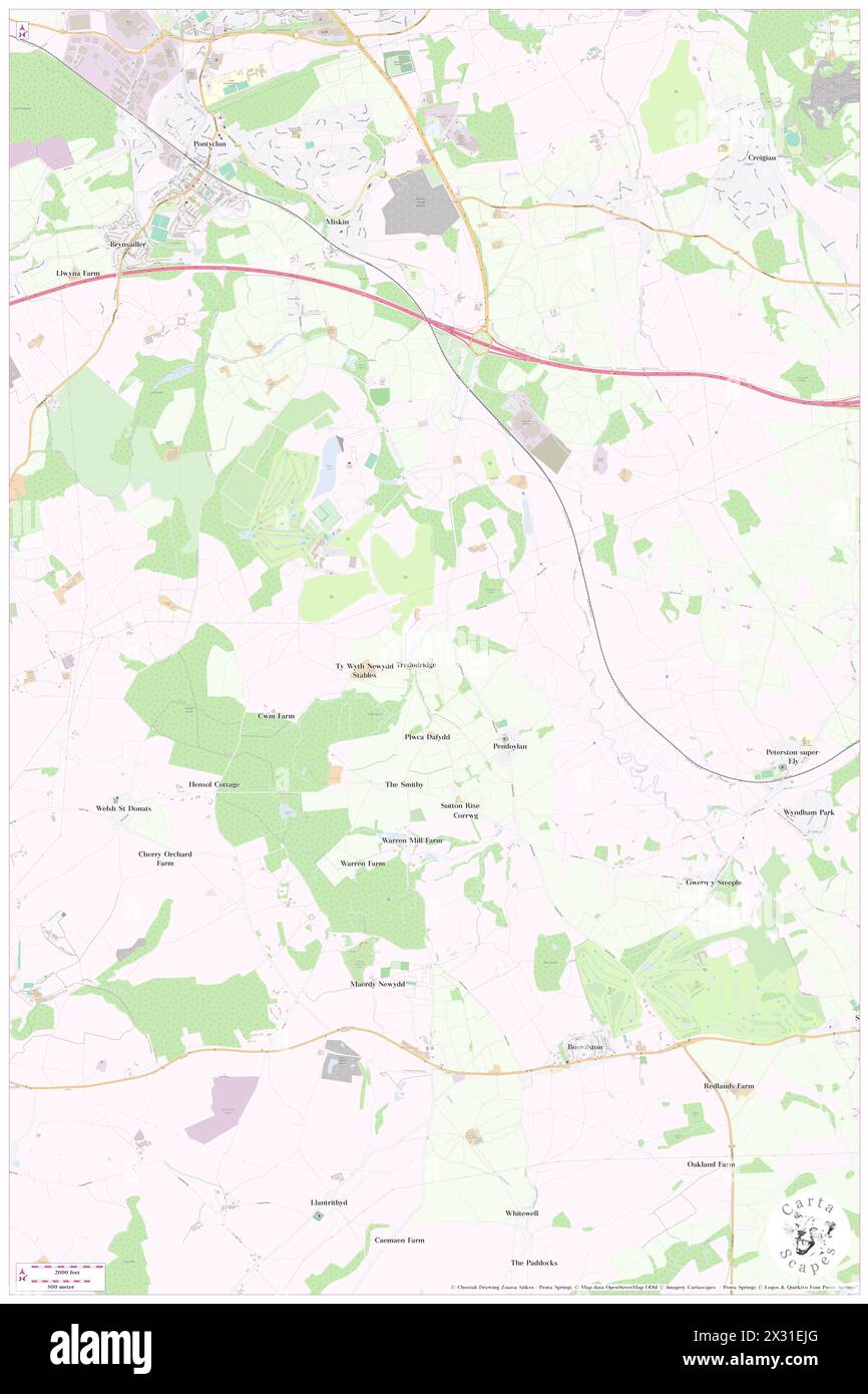 Pendoylan, vale of Glamorgan, GB, Regno Unito, Galles, N 51 29' 15''', S 3 21' 48''', MAP, Cartascapes Map pubblicata nel 2024. Esplora Cartascapes, una mappa che rivela i diversi paesaggi, culture ed ecosistemi della Terra. Viaggia attraverso il tempo e lo spazio, scoprendo l'interconnessione del passato, del presente e del futuro del nostro pianeta. Foto Stock