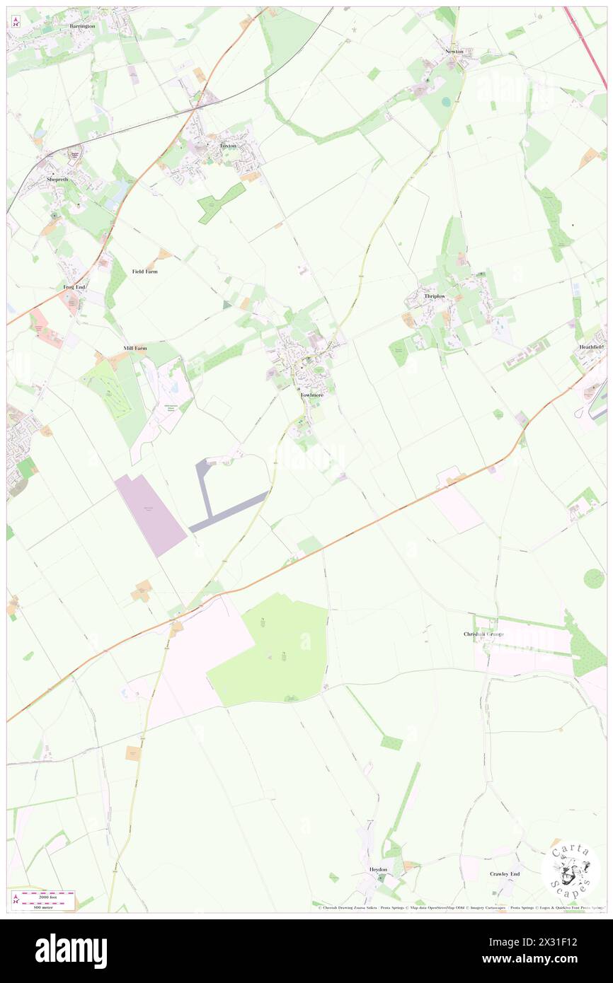 Fowlmere, Cambridgeshire, GB, Regno Unito, Inghilterra, N 52 4' 58'', N 0 4' 29'', MAP, Cartascapes Map pubblicata nel 2024. Esplora Cartascapes, una mappa che rivela i diversi paesaggi, culture ed ecosistemi della Terra. Viaggia attraverso il tempo e lo spazio, scoprendo l'interconnessione del passato, del presente e del futuro del nostro pianeta. Foto Stock