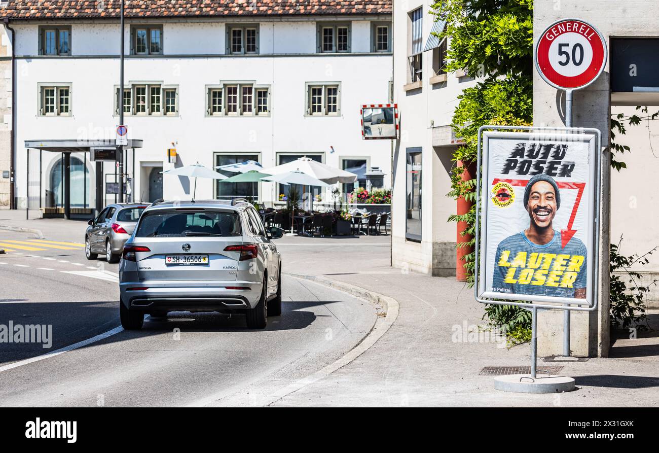 Die Schafffhauser Polizei macht eine Kampagne gegen sogenannte Autoposer, weil diese mit ihren lauten Fahrzeuge zu viel Lärm produzieren. (Schaffausa Foto Stock