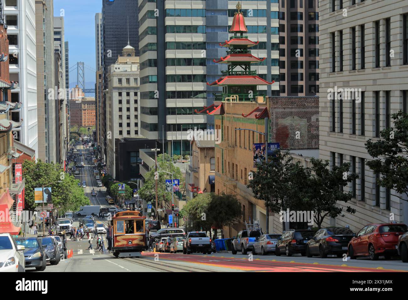 Area geografica / viaggi, Stati Uniti, California, San Francisco, funivia in California Street, ULTERIORI DIRITTI-AUTORIZZAZIONE-INFO-NON-DISPONIBILI Foto Stock