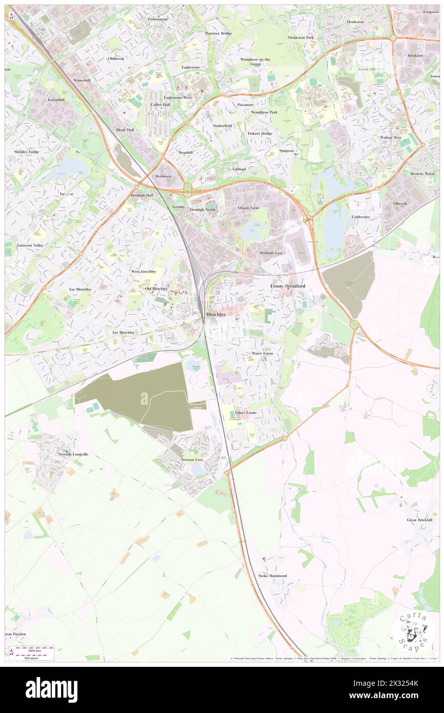 Bletchley e Fenny Stratford, Milton Keynes, GB, Regno Unito, Inghilterra, N 51 59' 29'', S 0 43' 52'', MAP, Cartascapes Map pubblicata nel 2024. Esplora Cartascapes, una mappa che rivela i diversi paesaggi, culture ed ecosistemi della Terra. Viaggia attraverso il tempo e lo spazio, scoprendo l'interconnessione del passato, del presente e del futuro del nostro pianeta. Foto Stock