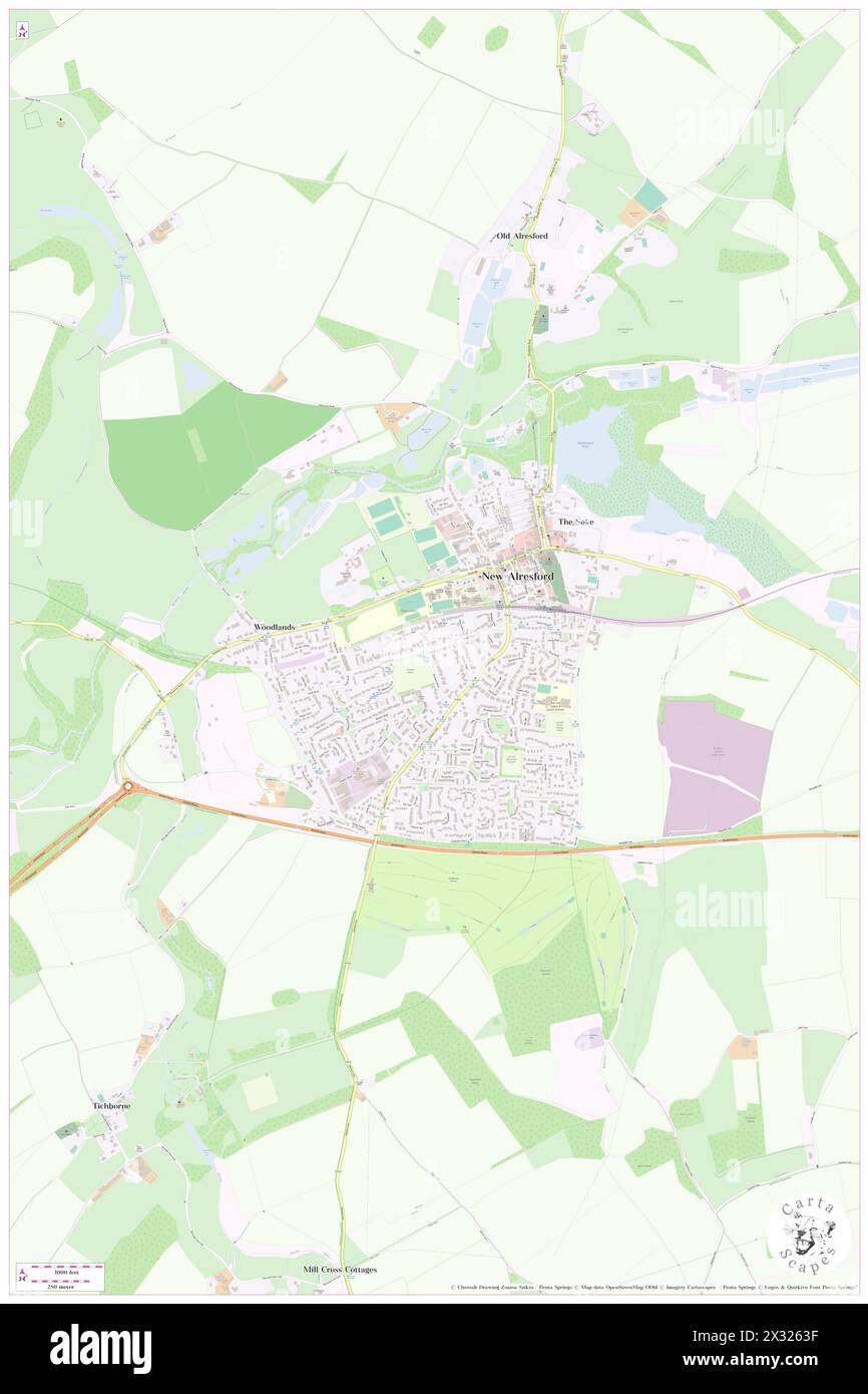 New Alresford, Hampshire, GB, Regno Unito, Inghilterra, N 51 5' 12'', S 1 10' 4'', MAP, Cartascapes Map pubblicata nel 2024. Esplora Cartascapes, una mappa che rivela i diversi paesaggi, culture ed ecosistemi della Terra. Viaggia attraverso il tempo e lo spazio, scoprendo l'interconnessione del passato, del presente e del futuro del nostro pianeta. Foto Stock