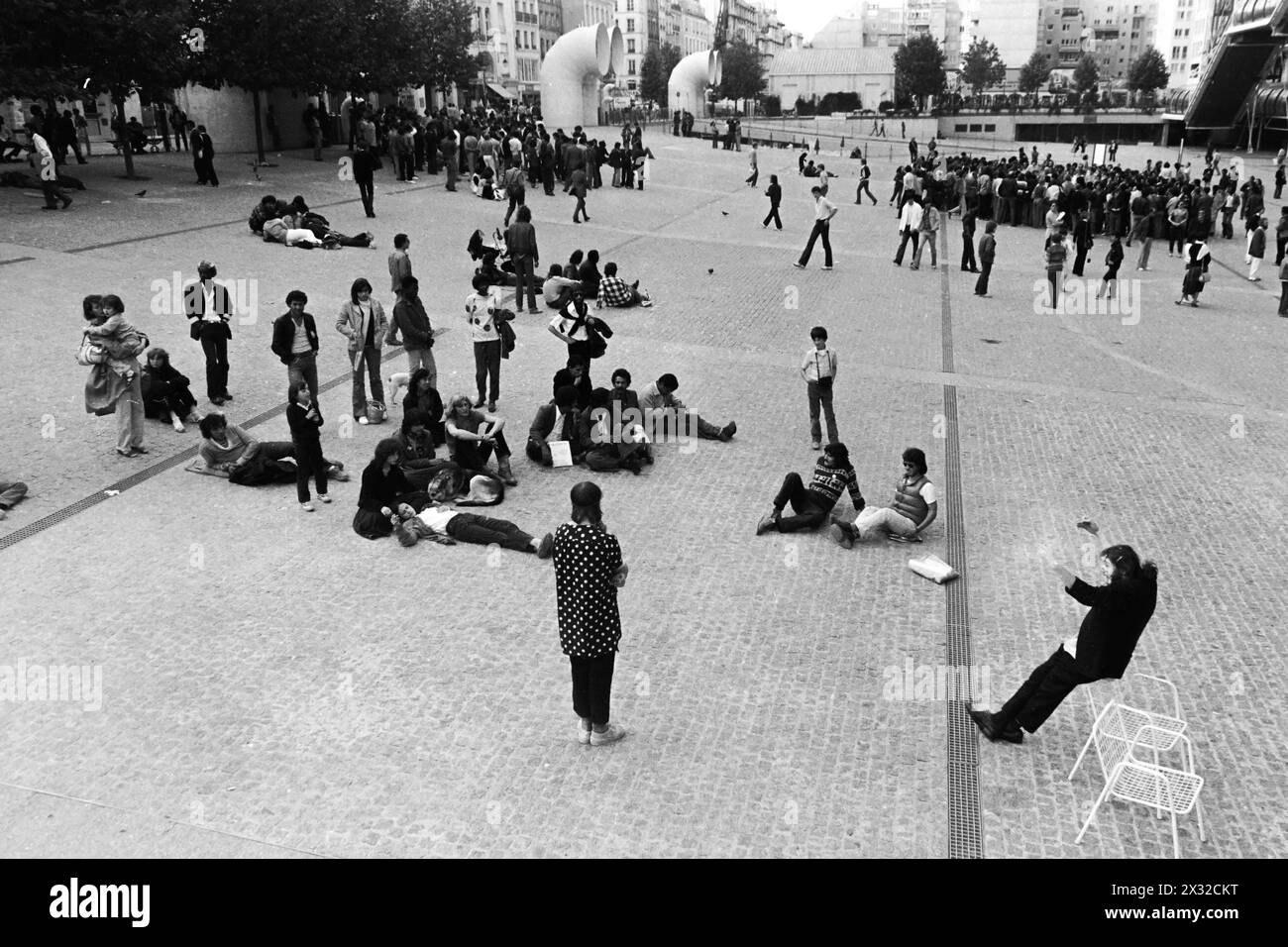 Centre National d’art et de culture Georges Pompidou, Beaubourg, Parigi, Ile-de-France, Francia, archivi 80ies Foto Stock